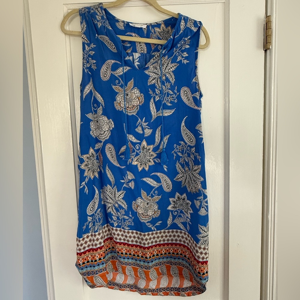 beachlunchlounge Bright Blue Paisley Border-Print Sleeveless Tunic